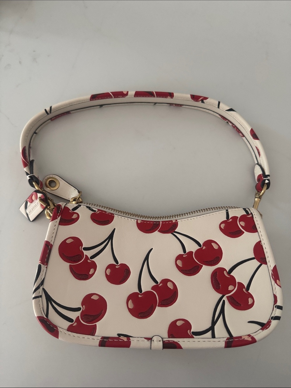 Coach Cream Mini Shoulder Bag with Red Cherry Print - Picture 2 of 2